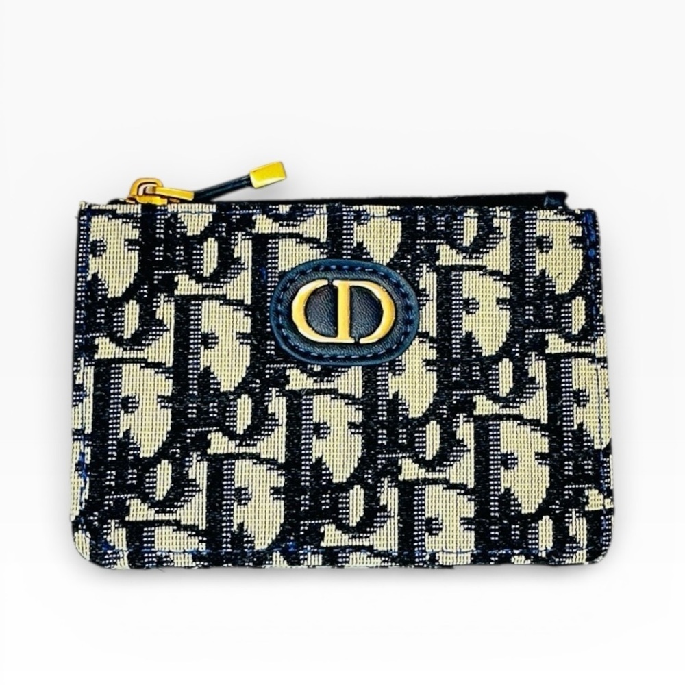 Dior 30 Montaigne Dahlia Card Holder Coin Pouch Blue Dior Oblique Jacquard - Picture 2 of 10